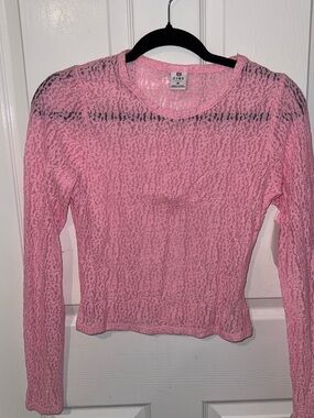 Zumiez Pink Lace Long Sleeve Crewneck Top